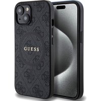 Custodia MagSafe per Apple iPhone 15, Guess, 4G Ring Classic Logo, Nera