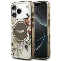 Custodia MagSafe per Apple iPhone 17 Pro, Guess, IML Flower and Tonal Circle, Marrone — 3