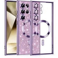 Custodia MagSafe per Samsung Galaxy S24 Ultra S928, Techsuit, Luxury Glitter, Viola Chiaro — 3