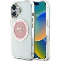 Custodia MagSafe per Apple iPhone 16, Guess, IML Metal Colored Circle, Rosa — 3