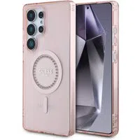 Custodia MagSafe per Samsung Galaxy S25 Ultra S938, Guess, IML Rhinestone, Rosa — 3