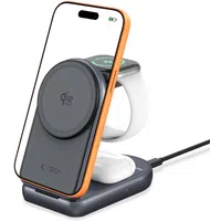 Caricatore da rete wireless Tech-Protect A53 3in1, 25W, Grigio — 3