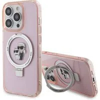 Custodia MagSafe per Apple iPhone 15 Pro, Karl Lagerfeld, Ring Stand Karl & Choupette, Rosa — 3