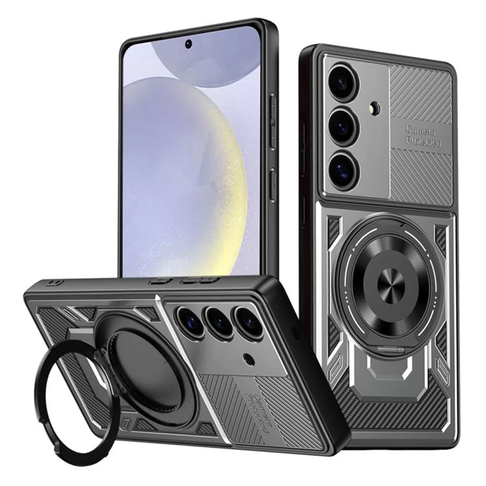 Custodia per Samsung Galaxy S25 S931 / S24 S921, Techsuit, RuggedCam, Grigio — 2