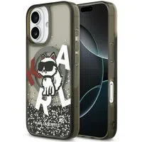 Custodia MagSafe per Apple iPhone 17, Karl Lagerfeld, Liquid Glitter Logo Choupette, Nera — 3