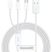 Cavo di Ricarica USB-A - Lightning / microUSB / USB-C Baseus Superior 3in1 Series, 20W, 1.2m, Bianco CAMLTYS-02 — 3