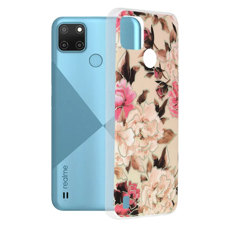 Custodia per Realme C21Y / C25Y, Techsuit, Marble, Beige — 2