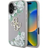 Custodia per Apple iPhone 16, Guess, 4G Grained Roses Big Logo, Viola — 3