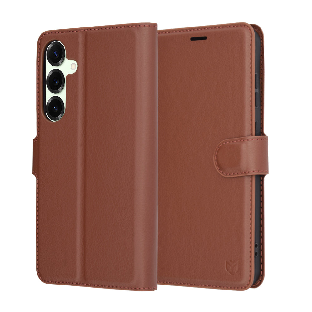 Techsuit Custodia per Samsung Galaxy S25+ S936, Techsuit, Leather Folio, Marrone