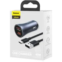 Caricatore Auto con Cavo USB-C Baseus Golden Contactor Pro Dual, 40W, 3A, 2 x USB-A, Grigio TZCCJD-A0G — 3