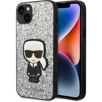 Custodia per Apple iPhone 14 Plus, Karl Lagerfeld, Glitter Flakes Ikonik Karl, Argento — 3