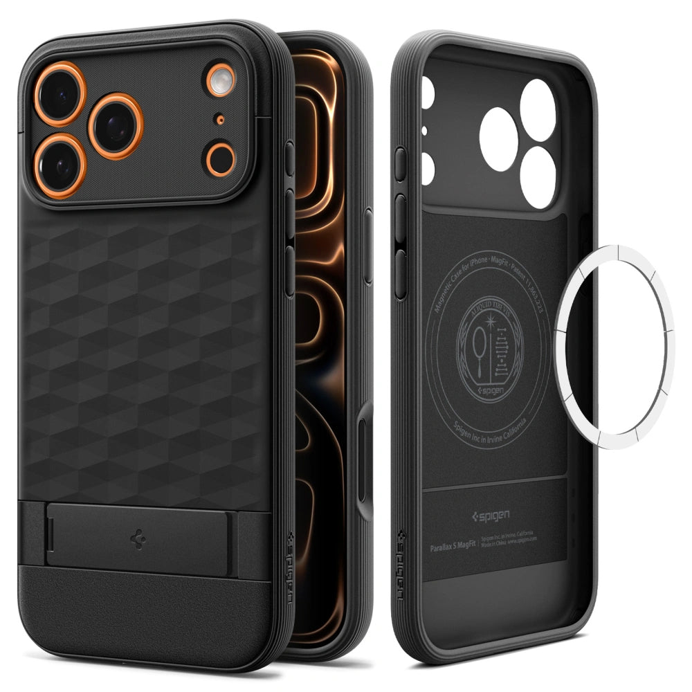 Custodia MagSafe per Apple iPhone 17 Pro Max, Spigen, Caseology Parallax S, Nero Opaco ACS09911