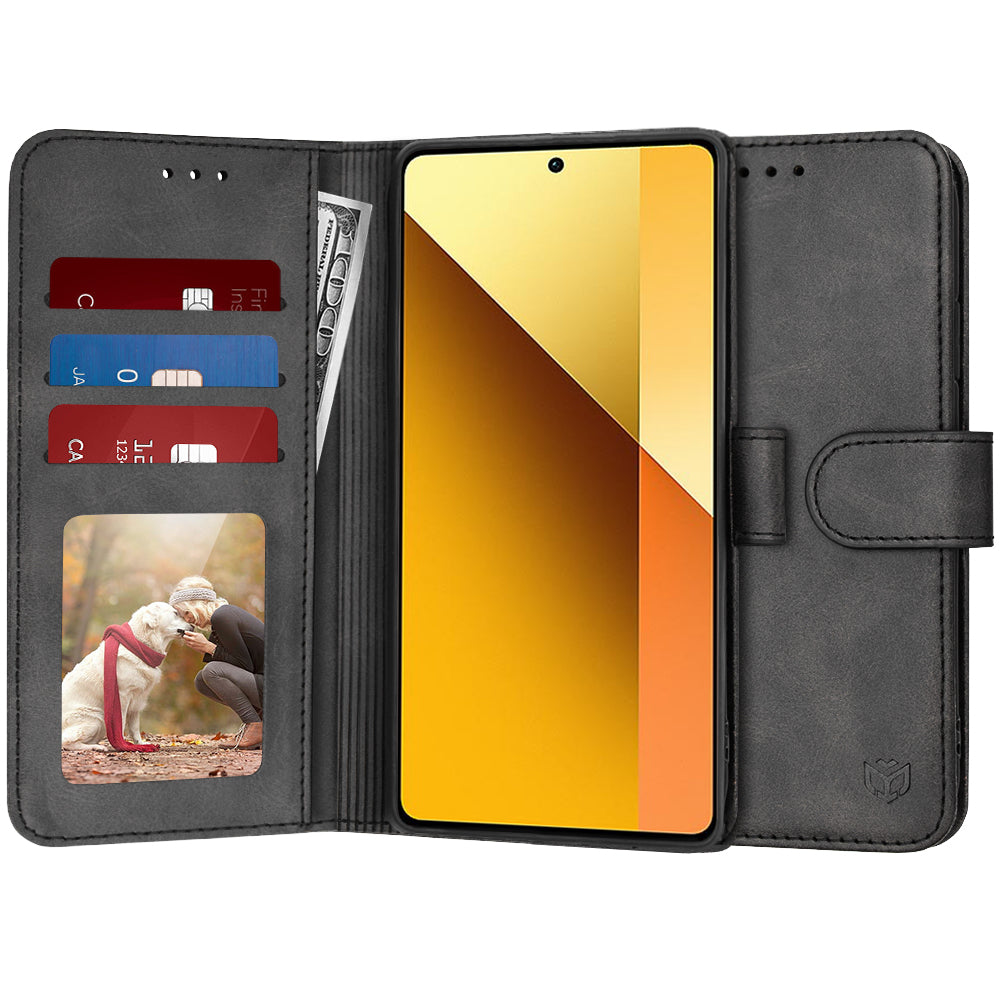 Custodia per Xiaomi Redmi Note 13 5G, Techsuit, Diary Book, Nera