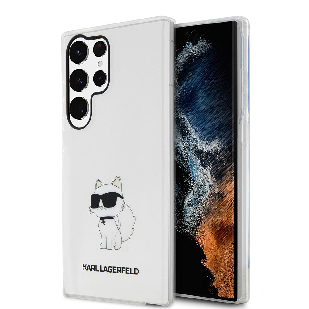 Karl Lagerfeld Custodia per Samsung Galaxy S23 Ultra S918, Karl Lagerfeld, Ikonik Choupette, Trasparente