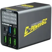 Caricabatterie Stazione Mechanic 6C con Display, 40W, 3A, 1 x USB-C - 5 x USB-A, Nero — 3