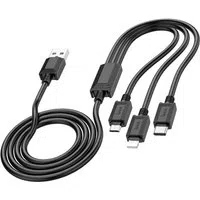 Cavo di Ricarica USB-A - Lightning / microUSB / USB-C HOCO X74 3in1, 18W, 1m, Nero — 3