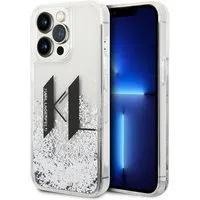 Custodia per Apple iPhone 14 Pro, Karl Lagerfeld, Liquid Glitter Big KL, Argento — 3