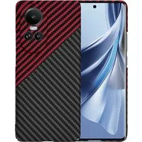 Custodia per Oppo Reno10 / Reno10 Pro, Techsuit, Carbonite FiberShell, Nero Rosso — 3