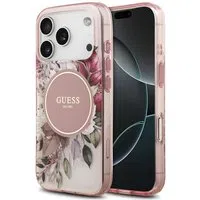 Custodia MagSafe per Apple iPhone 17 Pro Max, Guess, IML Flower & Tonal Circle, Rosa — 3