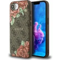Custodia MagSafe per Apple iPhone 17e / 16e, Guess, Stampa Fiori 4G, Marrone — 3