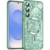 Custodia MagSafe per Samsung Galaxy S25 S931, Techsuit, Luxury Glitter, Verde Chiaro