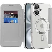 Custodia MagSafe per Apple iPhone 16, Techsuit, SmartMag Book, Grigio — 3