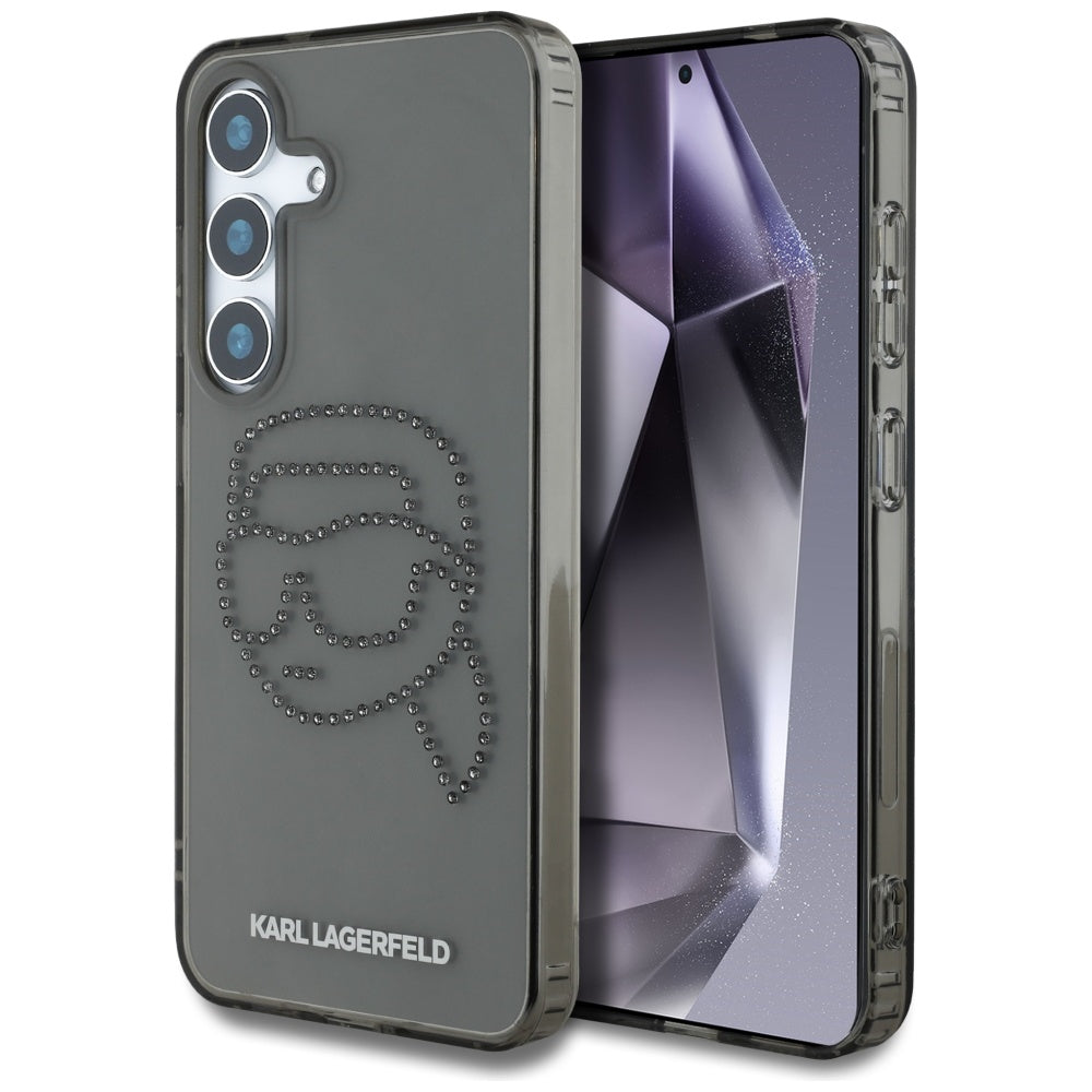 Karl Lagerfeld Custodia per Samsung Galaxy S25 S931, Karl Lagerfeld, IML Rhinestones Karl's Head, Nera