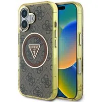 Custodia MagSafe per Apple iPhone 16, Guess, IML Glitter 4G Circle Triangle, Marrone — 3