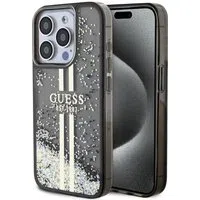 Custodia per Apple iPhone 15 Pro, Guess, Liquid Glitter Gold Stripe, Nera — 3