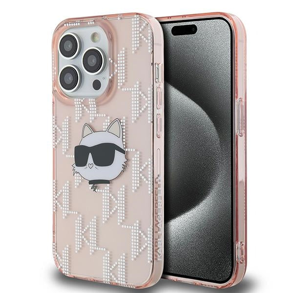 Karl Lagerfeld Custodia per Apple iPhone 14 Pro Max, Karl Lagerfeld, IML Luxury Monogram Choupette's Head, Rosa