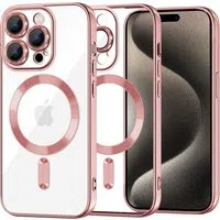 Custodia MagSafe per Apple iPhone 15 Pro Max, Techsuit, Luxury Crystal, Rosa — 3