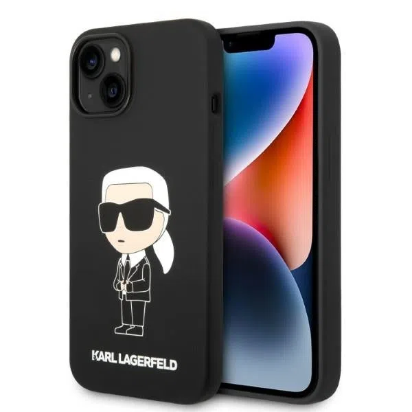 Custodia MagSafe per Apple iPhone 14 Plus, Karl Lagerfeld, Silicone Ikonik Karl, Nera — 2