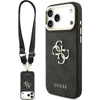 Custodia per Apple iPhone 17 Pro Max, Guess, Big 4G Classic Logo with Big Strap, Nera — 3