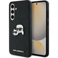 Custodia per Samsung Galaxy S24 FE S721, Karl Lagerfeld, Monogramma Karl & Choupette's Heads, Nera — 3