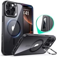 Custodia MagSafe per Apple iPhone 16 Pro, ESR, Classic Hybrid Kickstand Slide, Nera Trasparente — 3