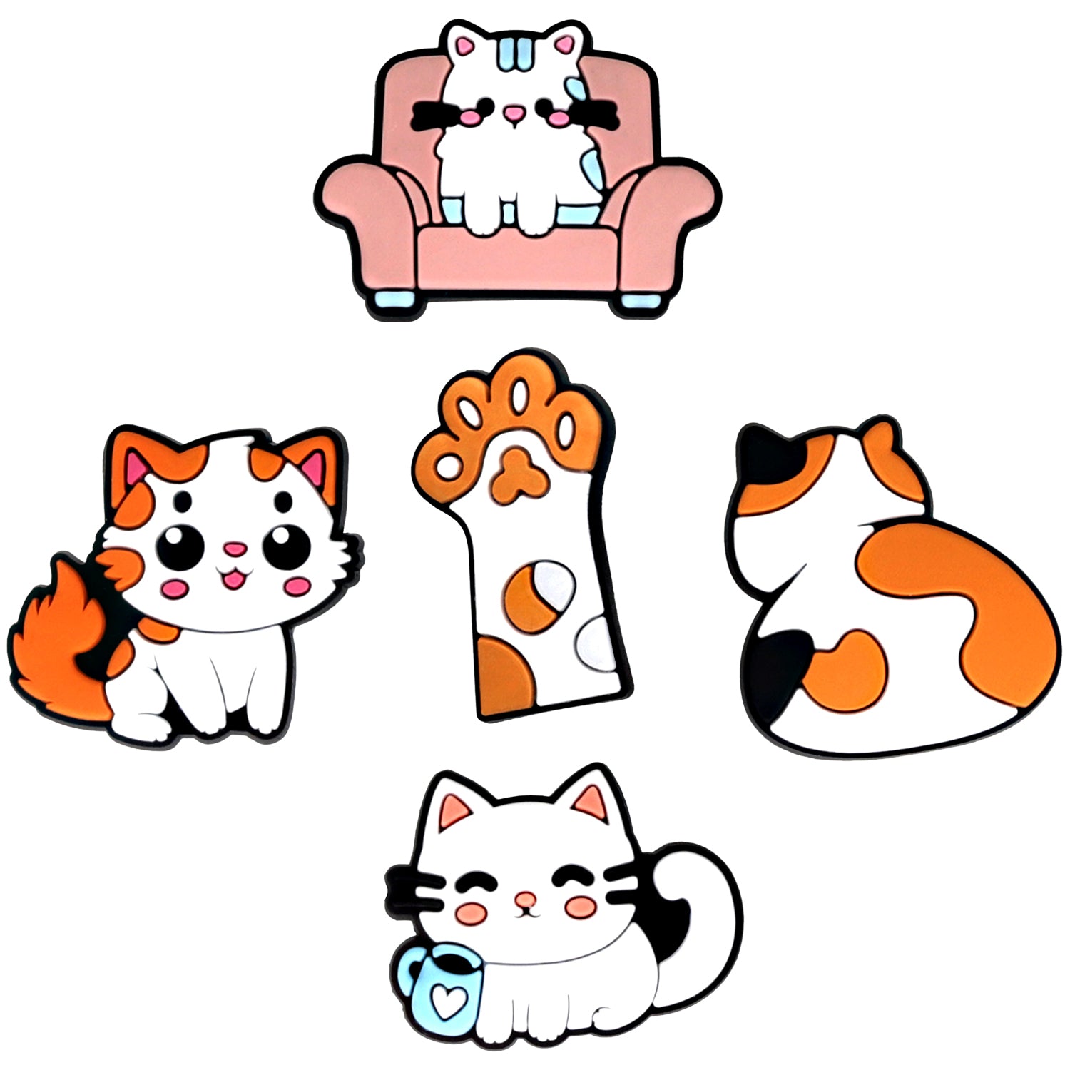 GSMnet Sticker 3D OEM Gatto per Custodia Telefono / Tablet, Set 5 pezzi, Multicolore