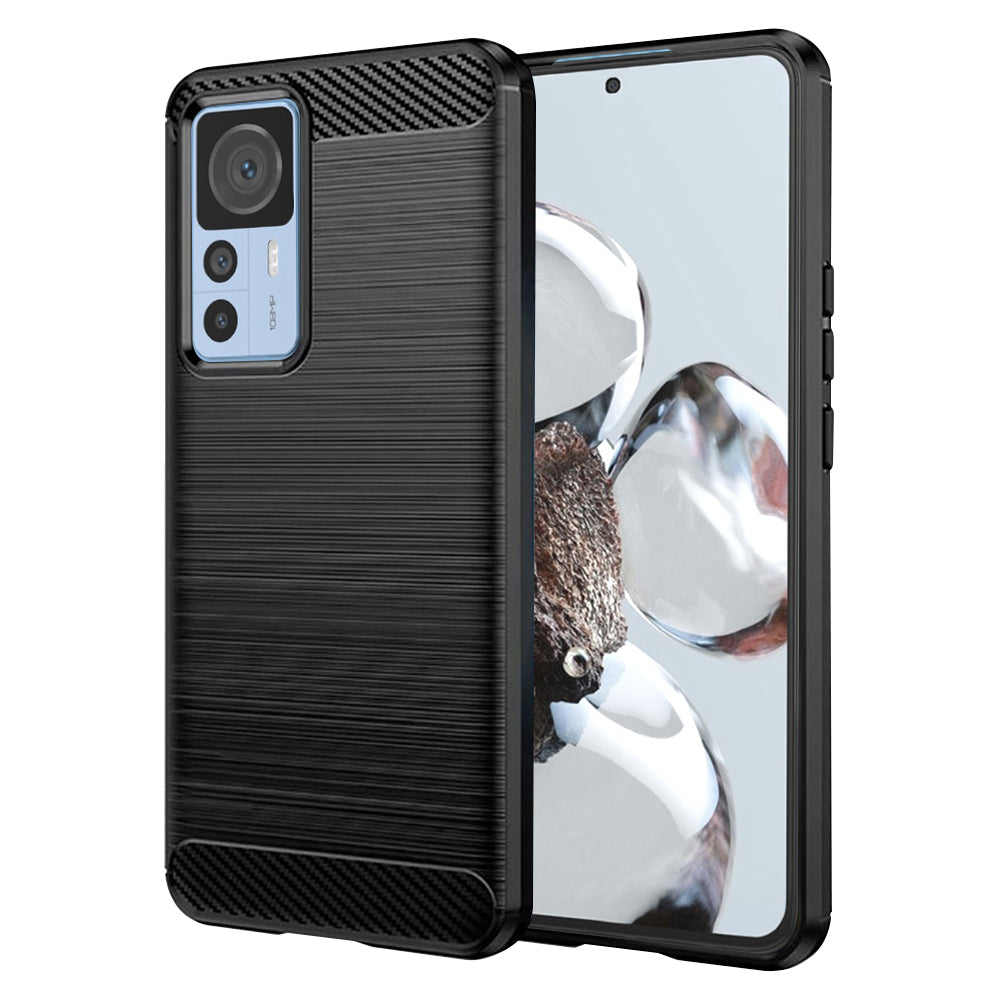 Techsuit Custodia per Xiaomi 12T / 12T Pro, Techsuit, Carbonio, Nera