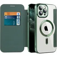 Custodia MagSafe per Apple iPhone 11 Pro Max, Techsuit, SmartMag Book, Verde — 3