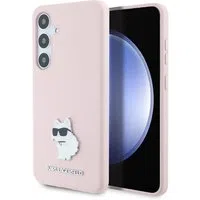 Custodia per Samsung Galaxy S24+ S926, Karl Lagerfeld, Silicone Choupette Metal, Rosa — 3