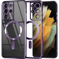 Custodia MagSafe per Samsung Galaxy S21 Ultra 5G G998, Techsuit, Luxury Crystal, Viola Chiaro — 3