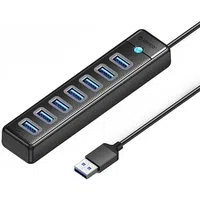 Hub USB Orico PW7U-U3, 7 x USB-A 3.0 - 1 x USB-C, Nero — 3