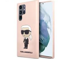 Custodia per Samsung Galaxy S23 Ultra S918, Karl Lagerfeld, Silicone Ikonik Karl, Rosa — 3