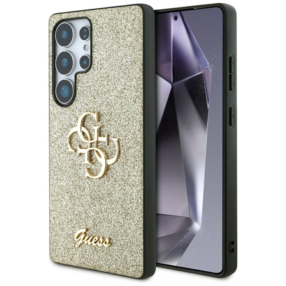 Guess Custodia per Samsung Galaxy S25 Ultra S938, Guess, Glitter Big 4G Script, Dorata
