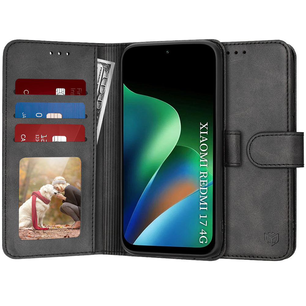 Custodia per Xiaomi Redmi 17 5G / 17 4G, Techsuit, Diary Book, Nera