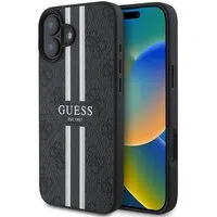 Custodia MagSafe per Apple iPhone 16 Plus, Guess, 4G Printed Stripes, Nera — 3