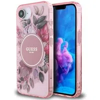Custodia MagSafe per Apple iPhone 17e / 16e, Guess, IML Flowers, Rosa — 3