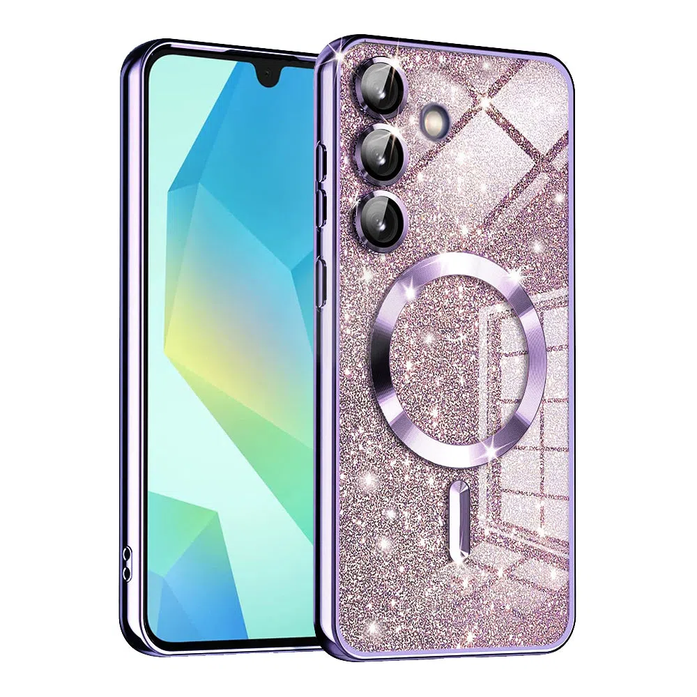 Custodia MagSafe per Samsung Galaxy A16 5G A166 / A16 4G A165, Techsuit, Luxury Glitter, Viola Chiaro — 2