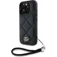 Custodia per Apple iPhone 16 Pro Max, Karl Lagerfeld, Quilted Initial Logo & Chain Strap, Nera — 3