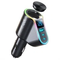 Caricabatterie Auto Joyroom JR-CL21, 150W, 3A, 1 x USB-A - 2 x USB-C - 1 x Estensione Accendisigari, Nero — 3