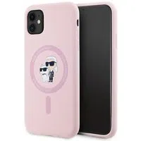 Custodia MagSafe per Apple iPhone 11, Karl Lagerfeld, Silicone Karl & Choupette, Rosa — 3